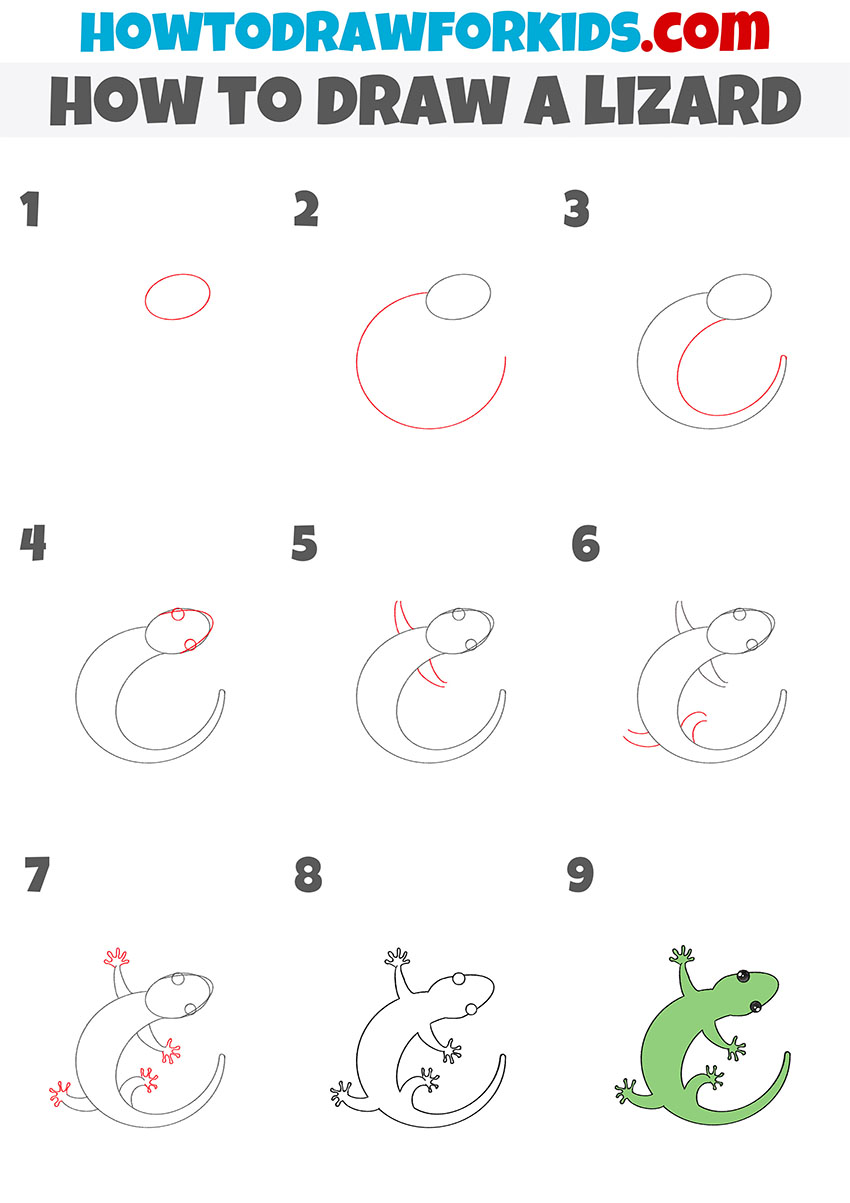 How to Draw a Lizard Easy Drawing Tutorial For Kids