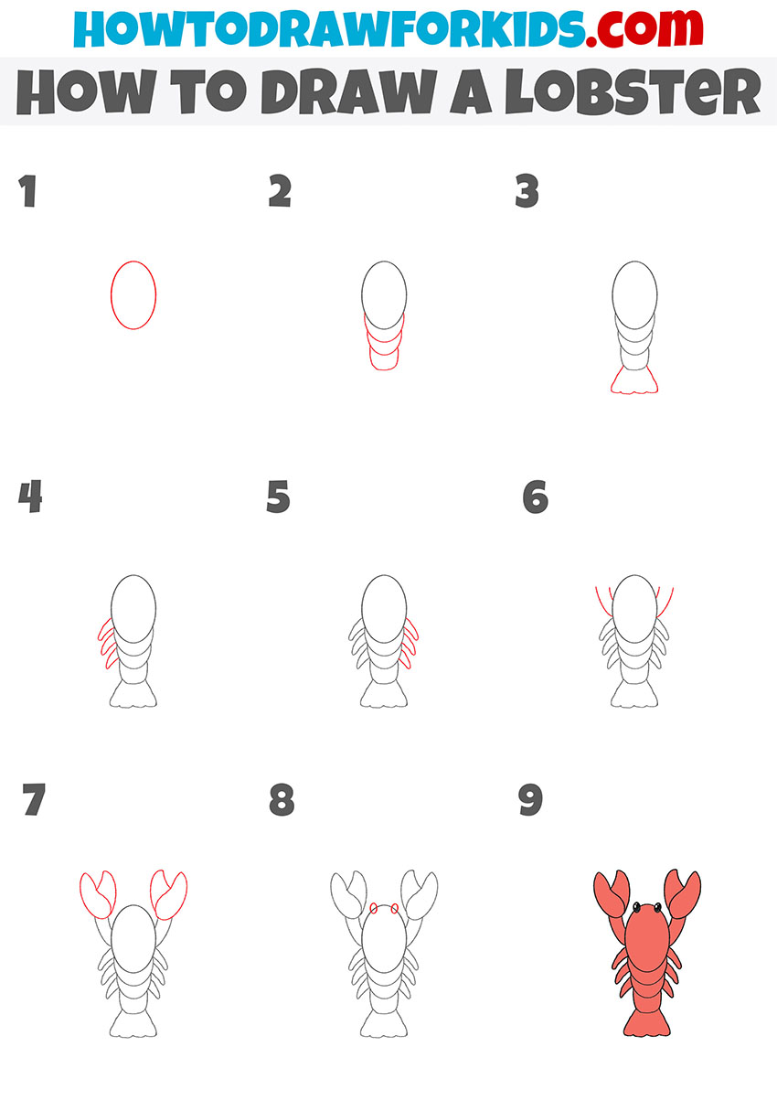 how to draw a lobster step by step