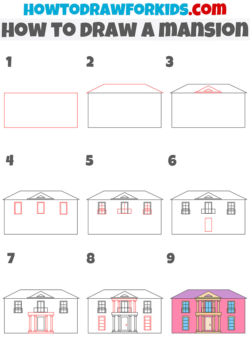 How to Draw a Mansion Easy Drawing Tutorial For Kids