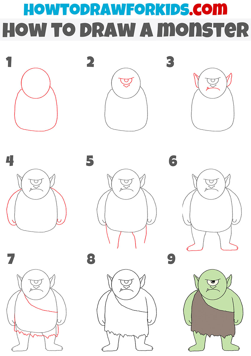 How to draw a Cute Monster: Simple and easy Monsters color and drawing  activity book for kids & toddlers ages 2-4 3-5 4-8, Great Workbook gift for  Children's boys and girls.: monsters