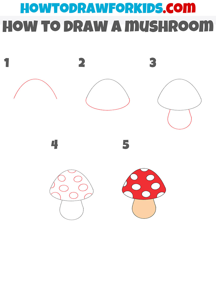 how to draw a mushroom step by step