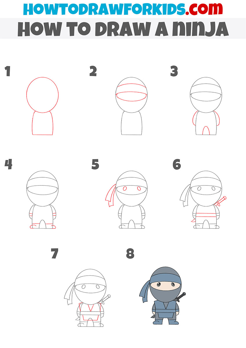 how to draw a ninja step by step
