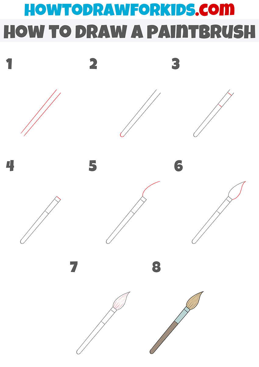 how to draw a paintbrush step by step