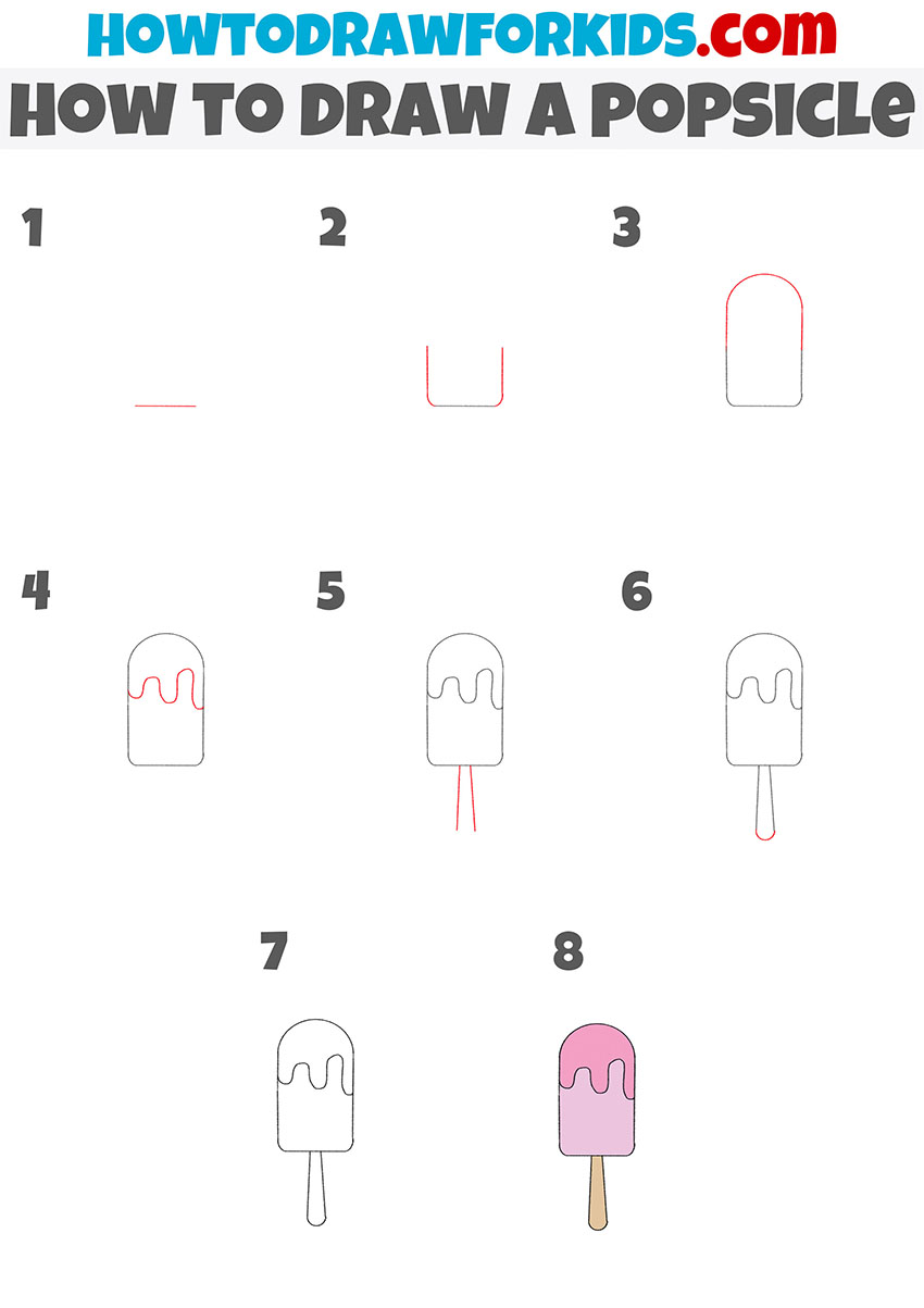 how to draw a popsicle step by step