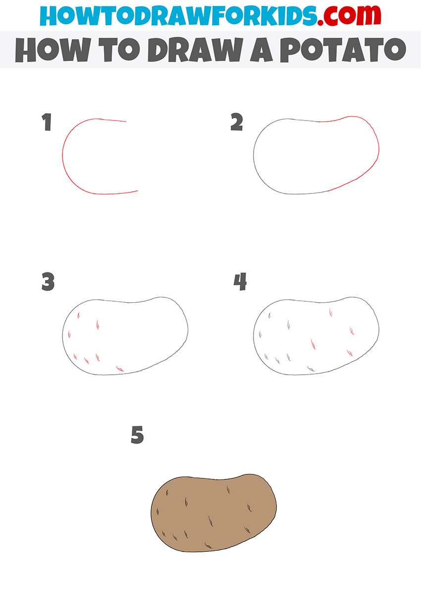 how to draw a potato step by step