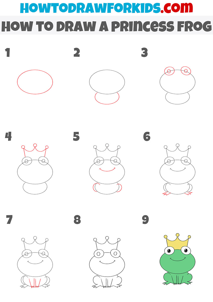 how to draw a princess frog step by step