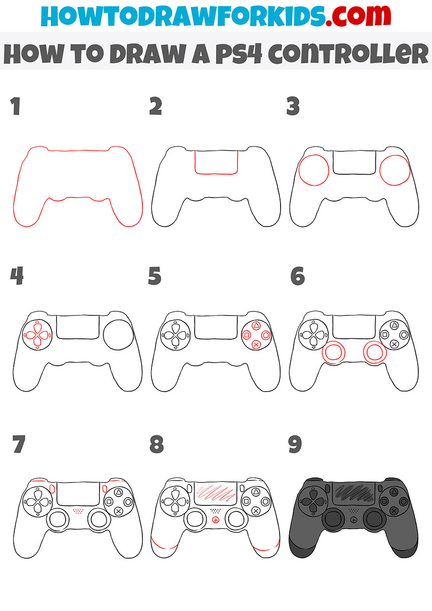 how to draw a ps4 controller step by step