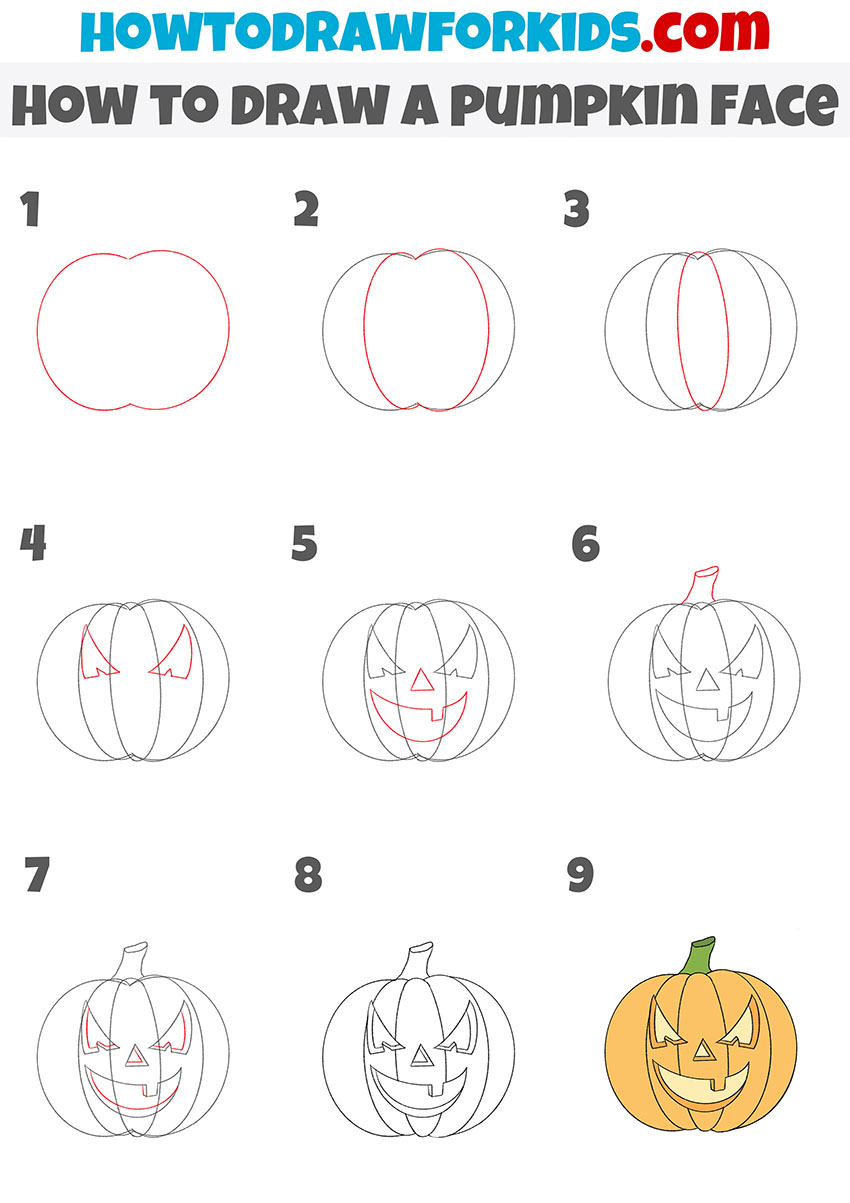 how to draw a pumpkin face step by step