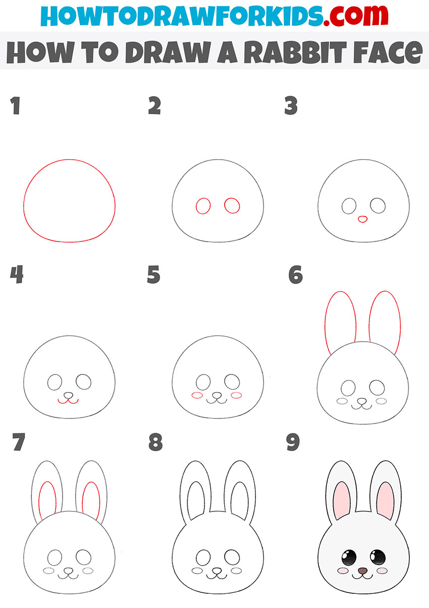 How To Draw A Rabbit Face Easy Drawing Tutorial For Kids - NBKomputer