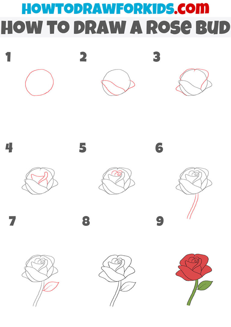 How To Draw A Rosebud - Easy Drawing Tutorial For Kids