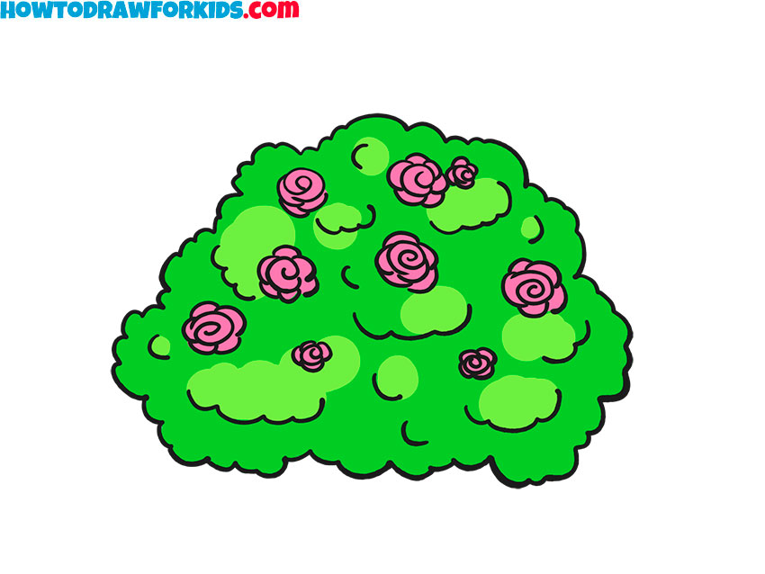 How to Draw a Rose Bush - final result