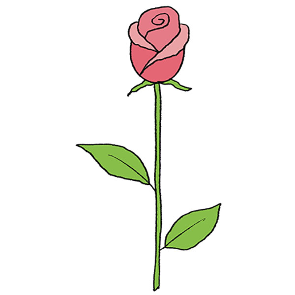 How to Draw a Rose on a Stem - Easy Drawing Tutorial For Kids