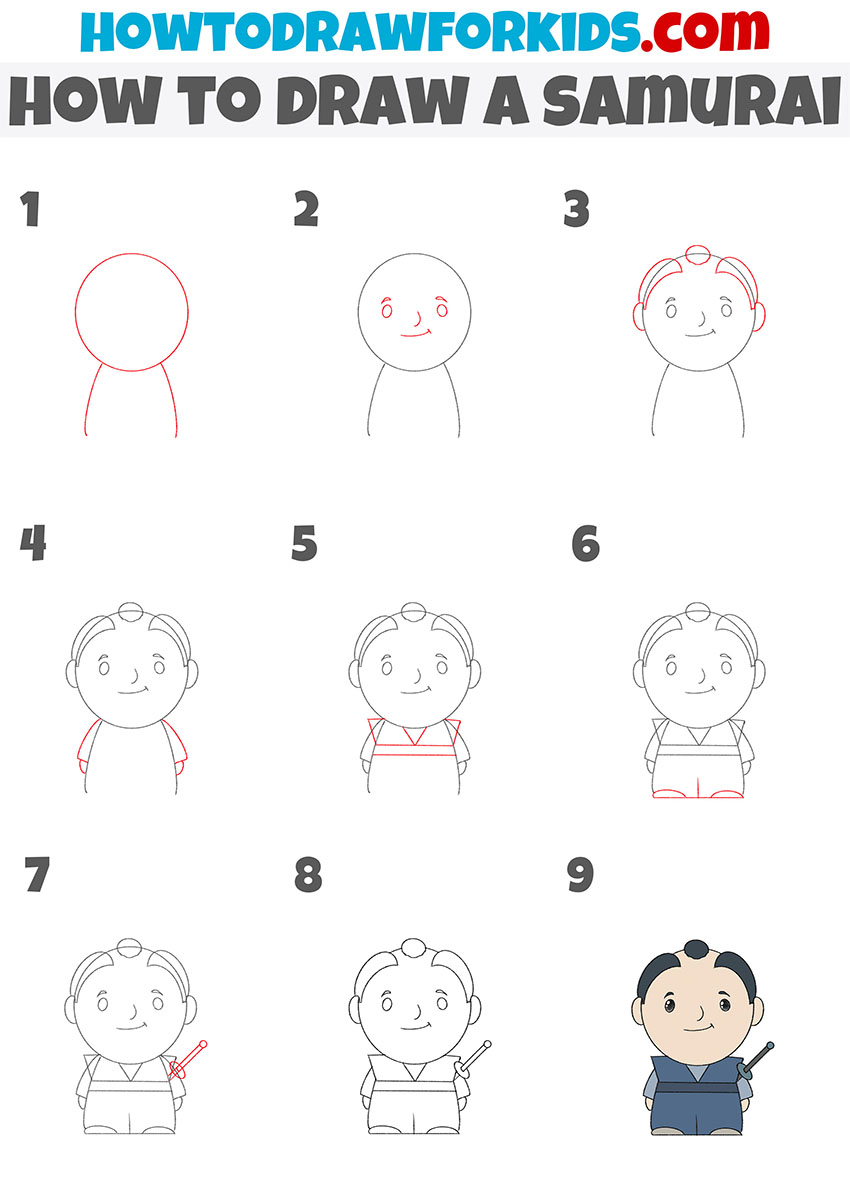 how to draw a samurai step by step