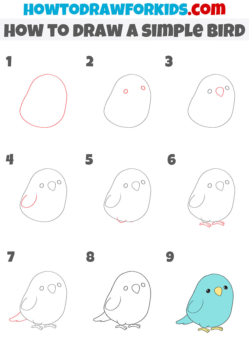 how to draw a simple bird step by step