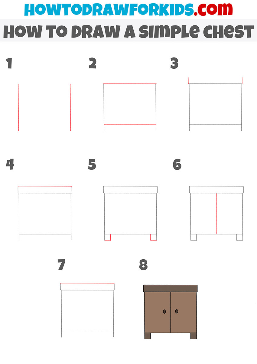 how to draw a simple chest step by step
