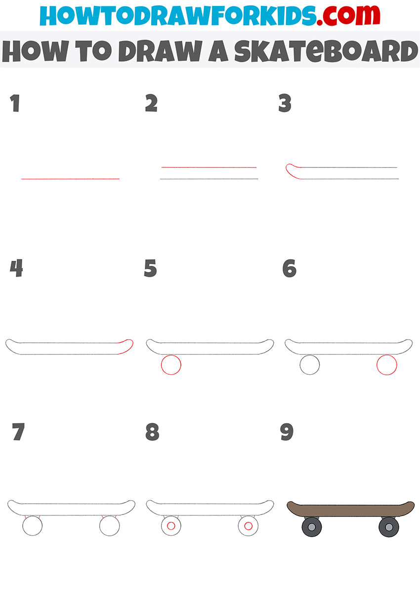 How to Draw a Skateboard Easy Drawing Tutorial For Kids