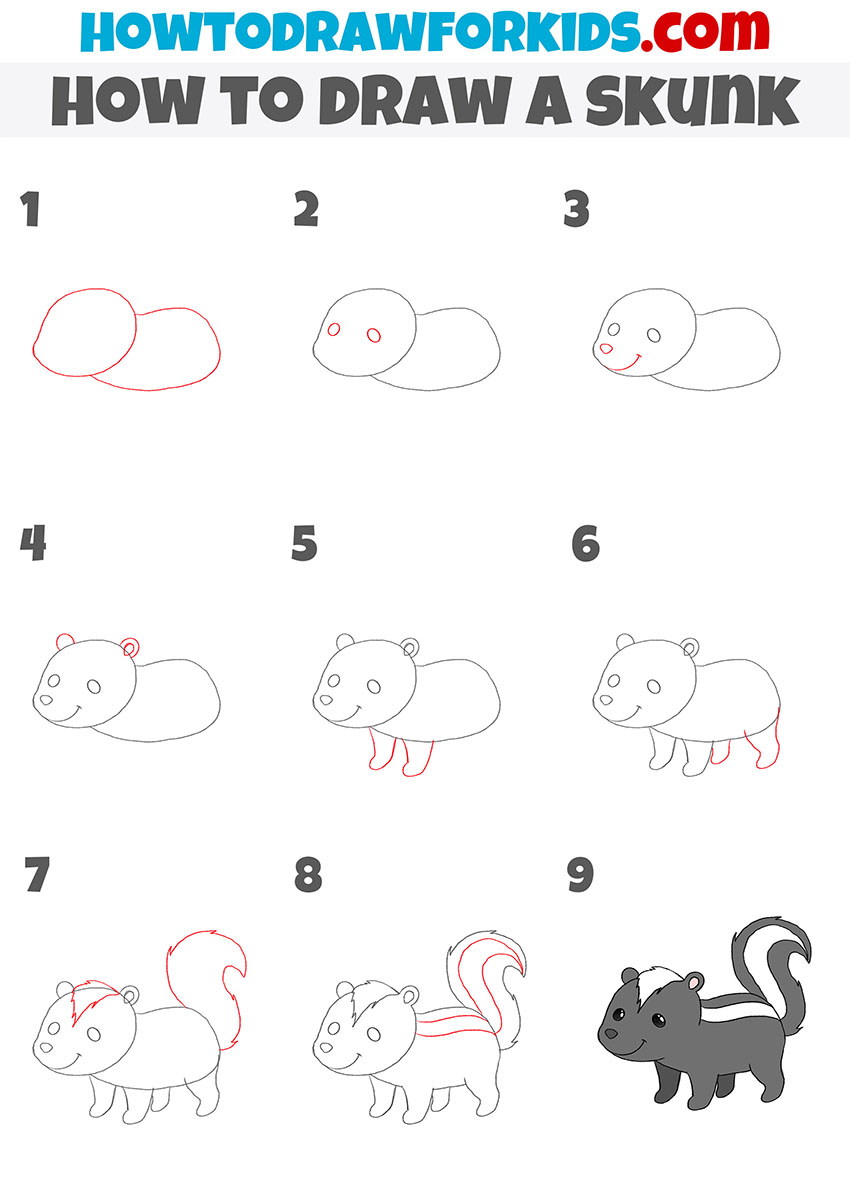 How to Draw a Skunk - Easy Drawing Tutorial For Kids