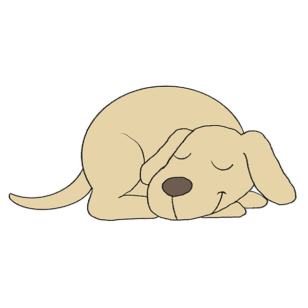 How to Draw a Sleeping Dog - Easy Drawing Tutorial For Kids