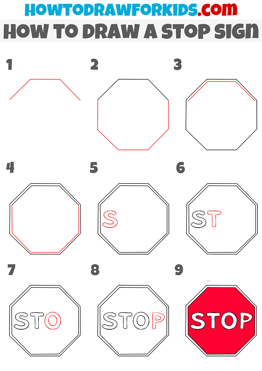 how to draw a stop sign step by step