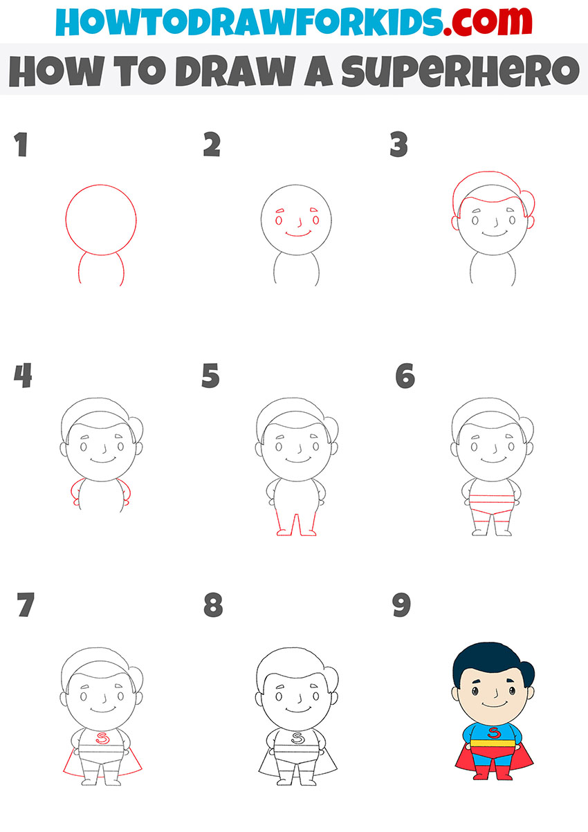 how to draw a superhero step by step