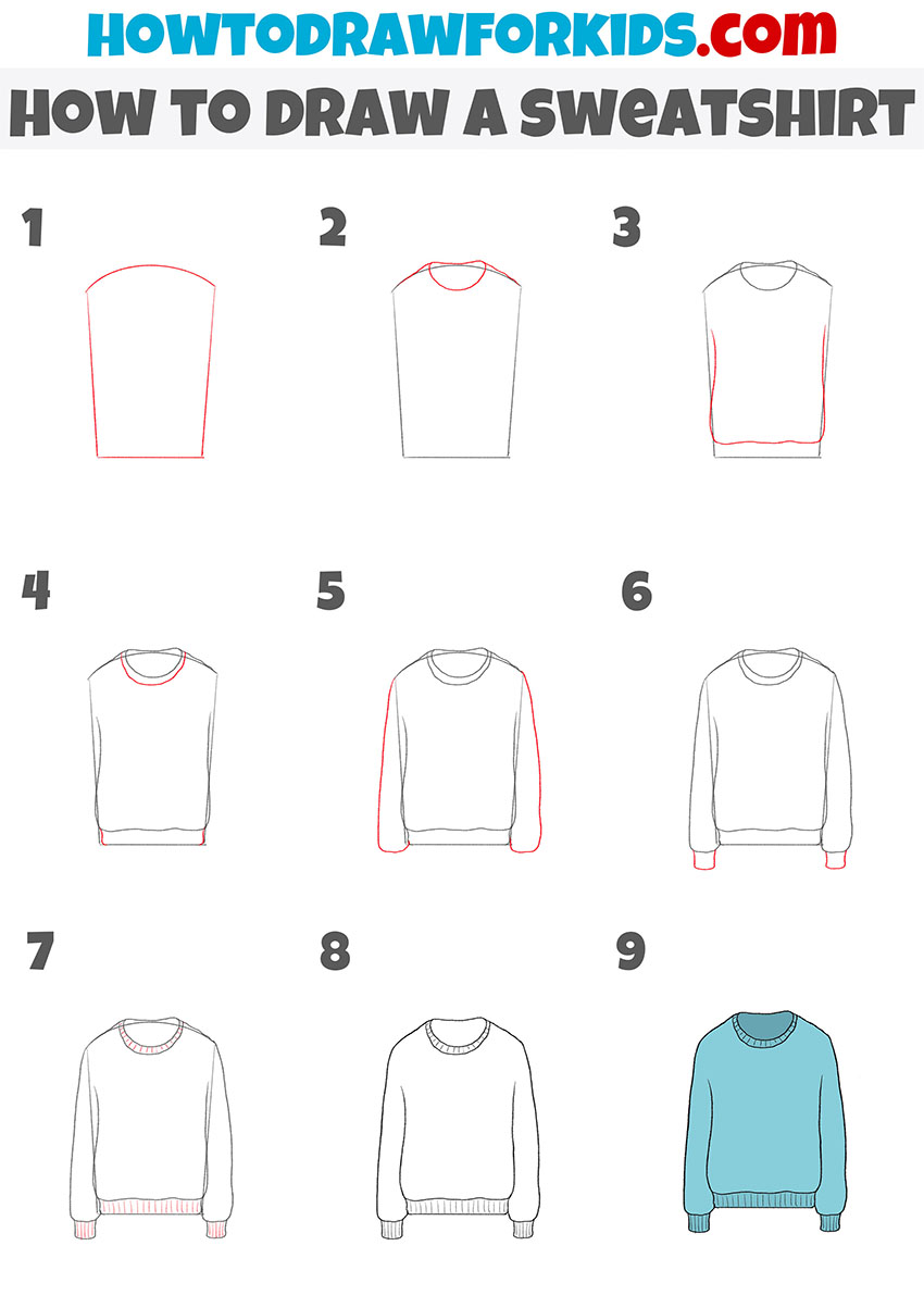 how to draw a sweatshirt step by step