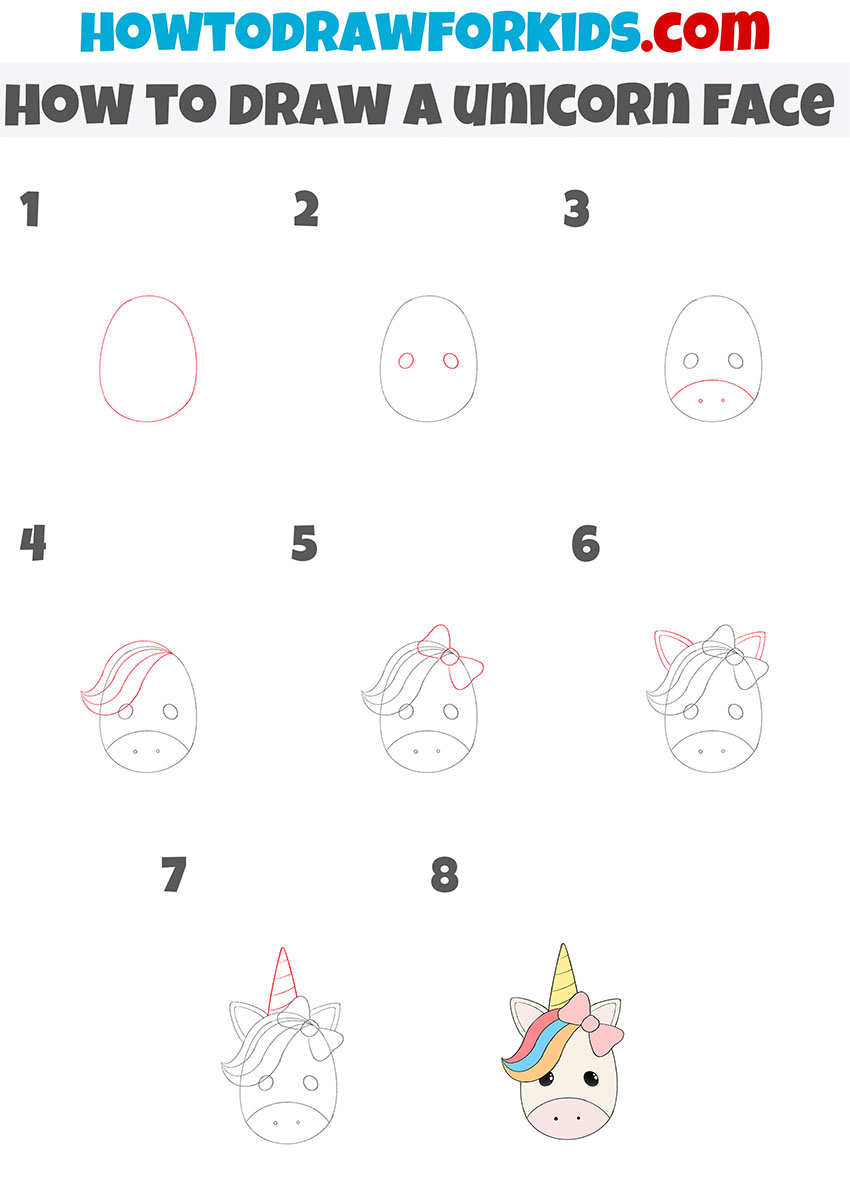how to draw a unicorn face step by step
