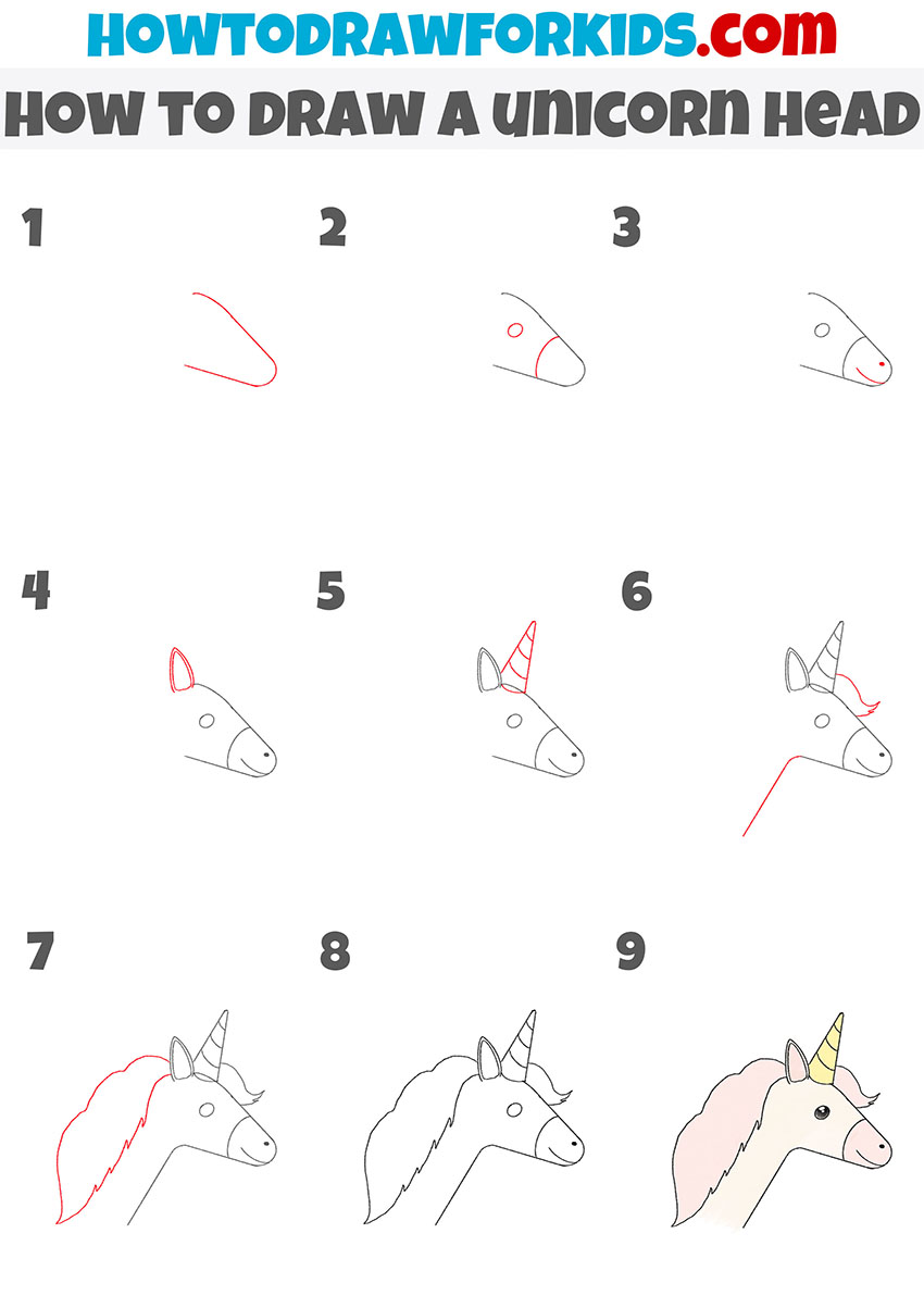 unicorn head drawing tutorial