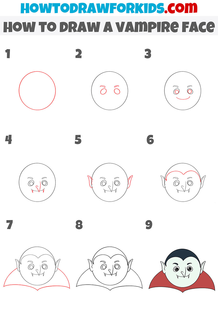 how to draw a vampire face step by step