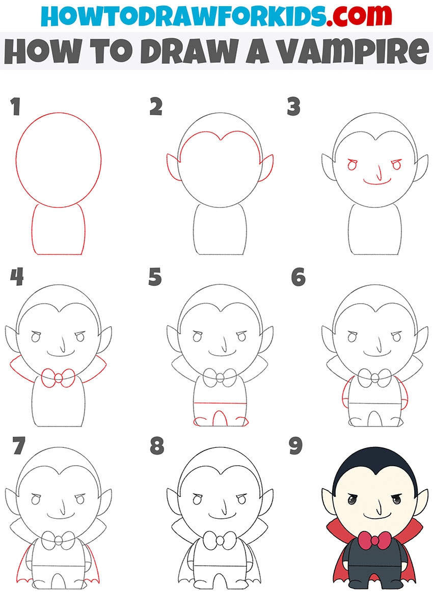 how to draw a vampire step by step