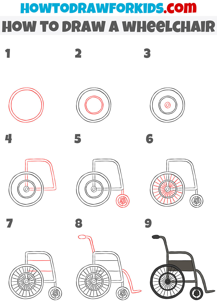 How to Draw a Wheelchair Easy Drawing Tutorial For Kids