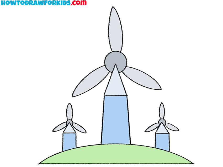 how to draw a wind turbine step by step easy