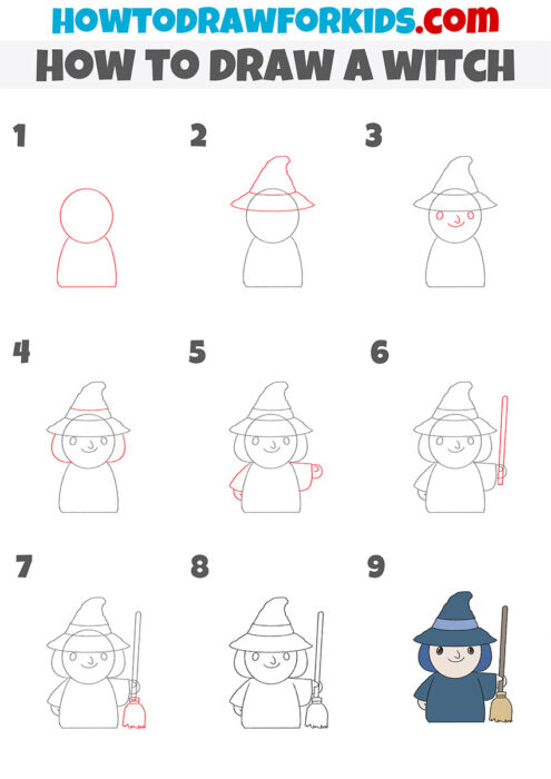 How to Draw a Witch - Easy Drawing Tutorial For Kids