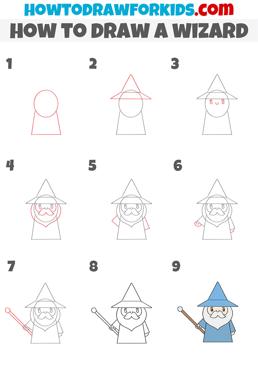 how to draw a wizard step by step
