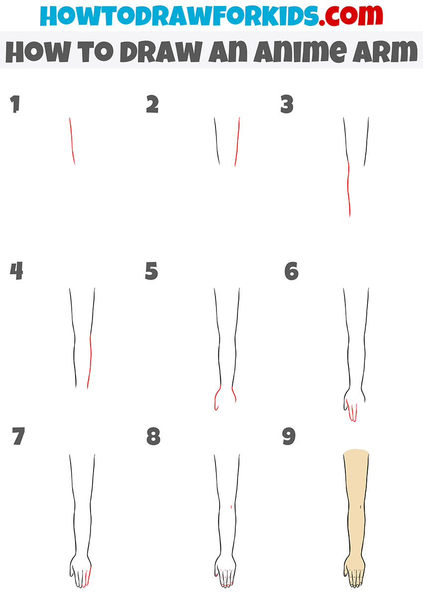 how to draw an anime arm step by step