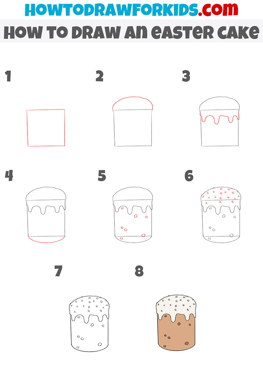 how to draw an easter cake step by step