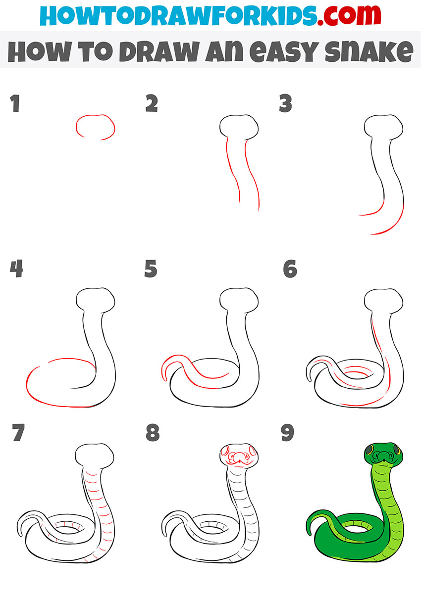 how to draw an easy snake step by step