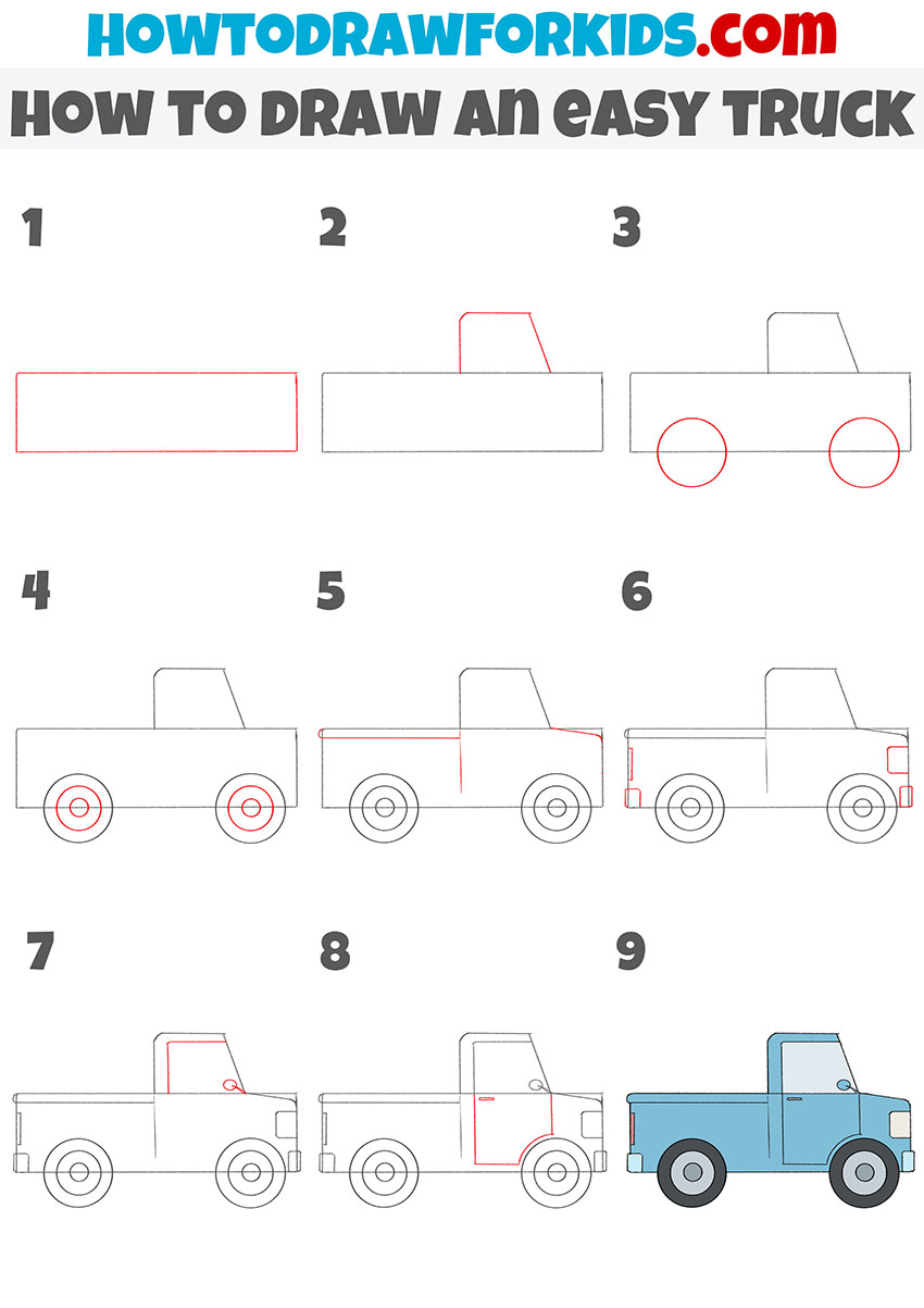 How to Draw a Pickup Truck Tutorial and Truck Coloring Page