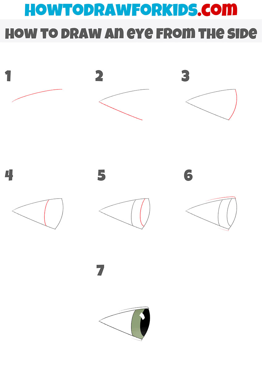 how to draw an eye from the side step by step