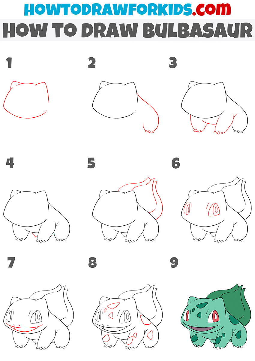 how to draw bulbasaur step by step