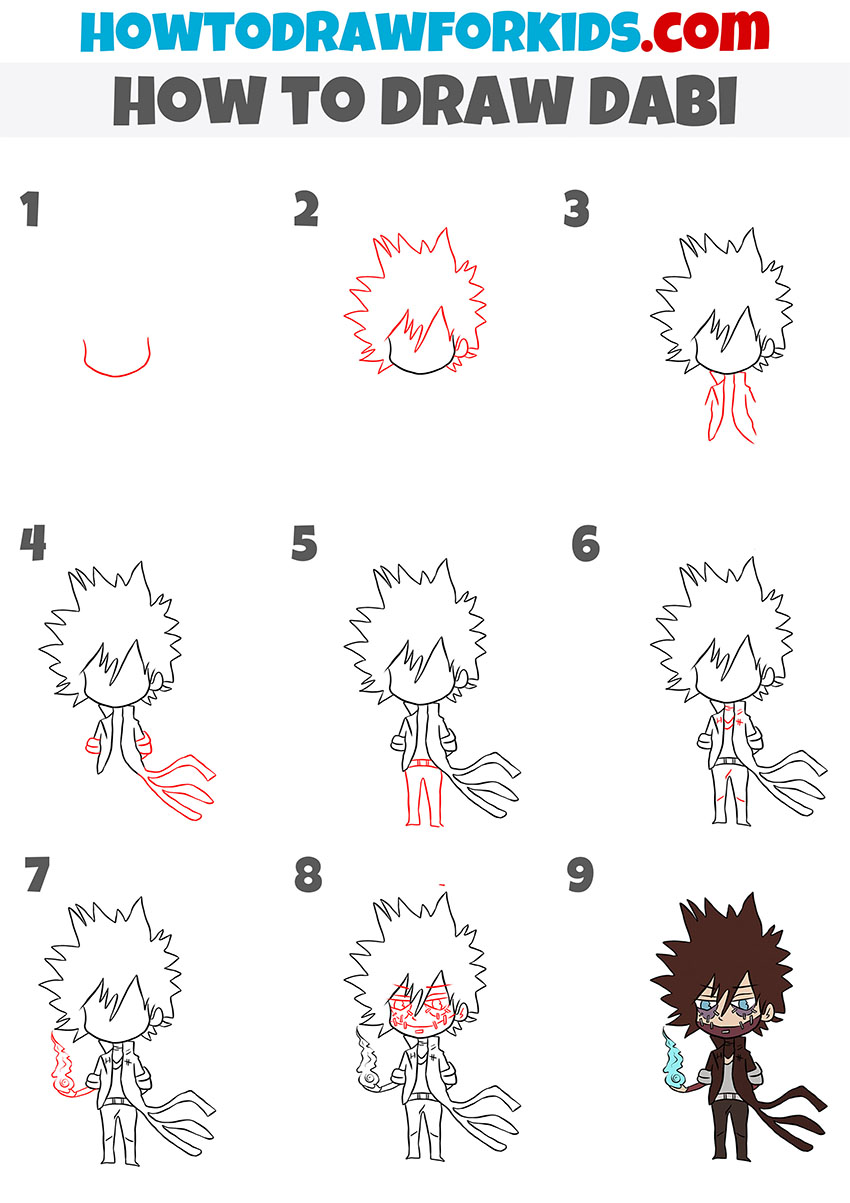 how to draw dabi step by step