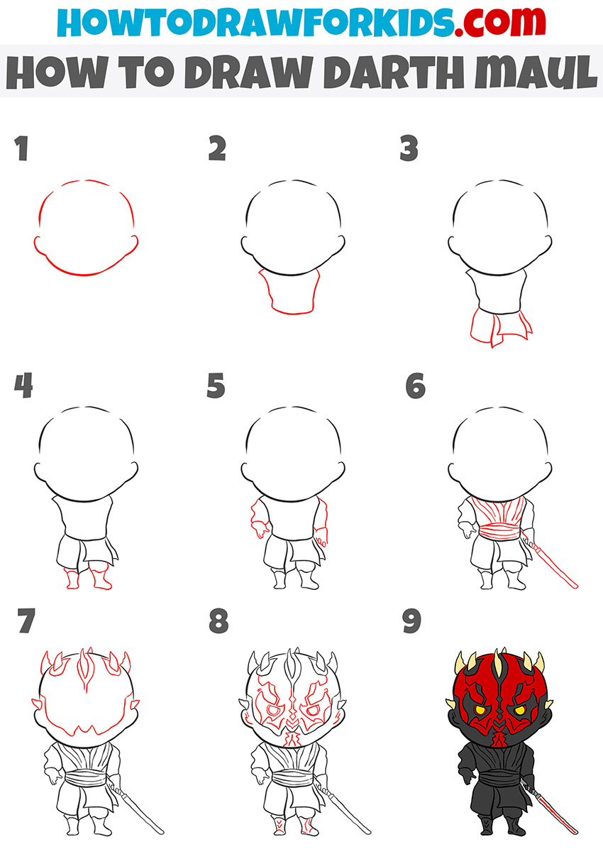 how to draw darth maul step by step