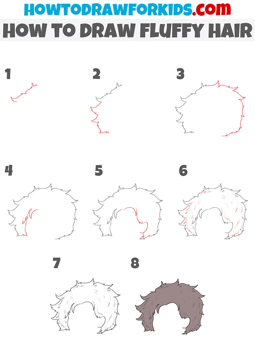 how to draw fluffy hair step by step