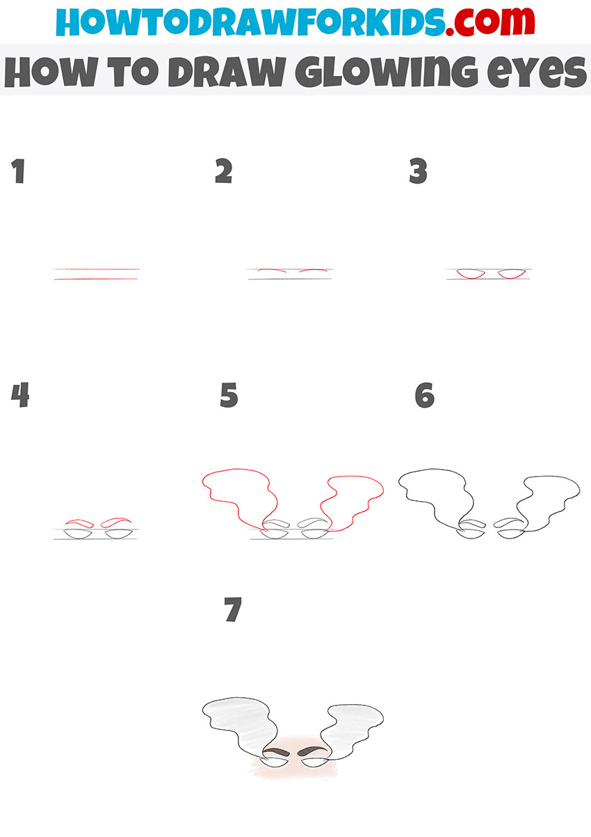 how to draw glowing eyes step by step