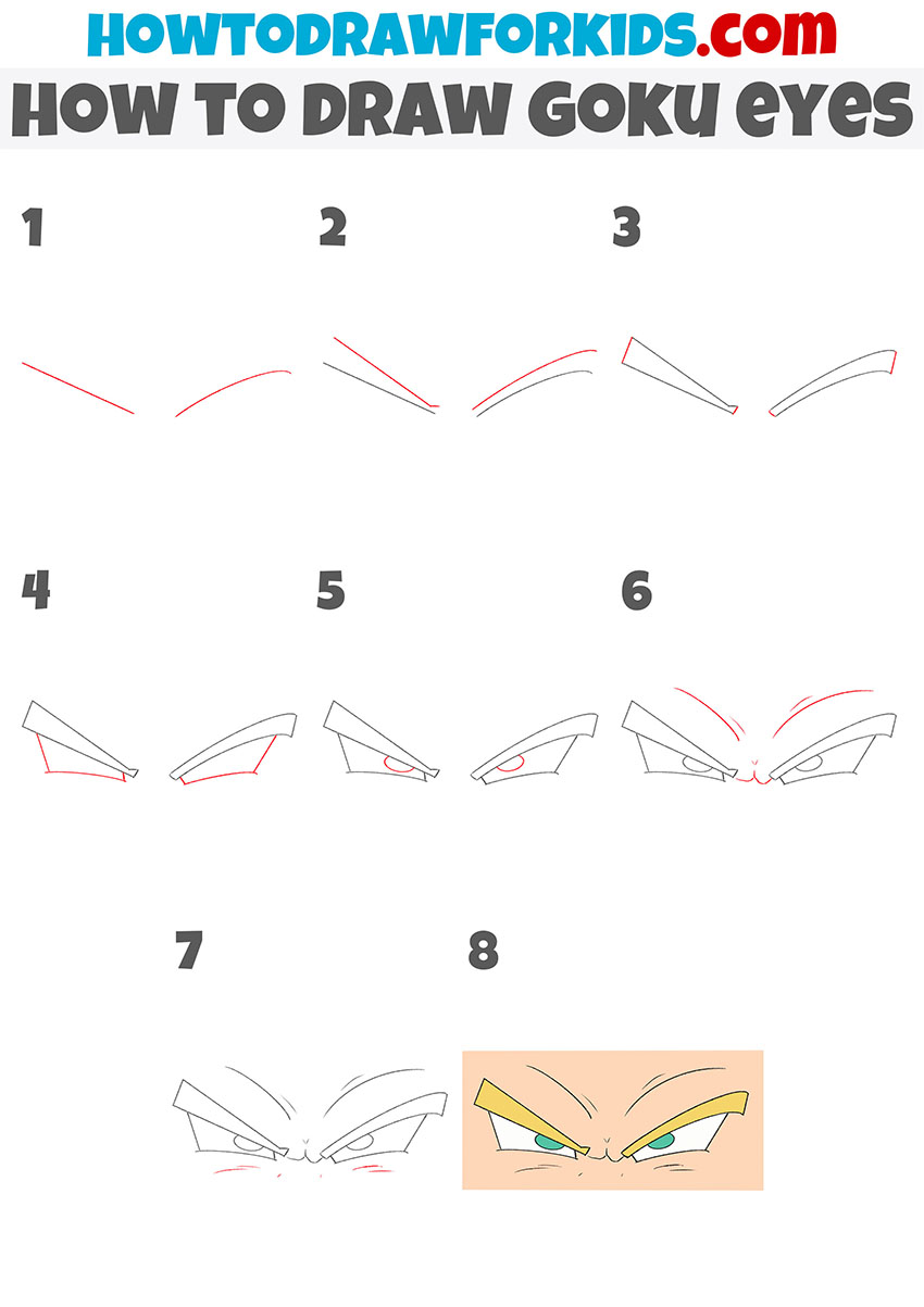 how to draw goku eyes step by step