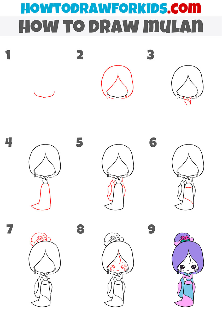 How to Draw Mulan Easy Drawing Tutorial For Kids