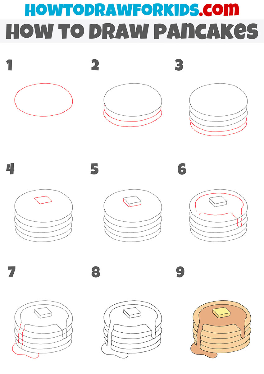 how to draw pancakes step by step