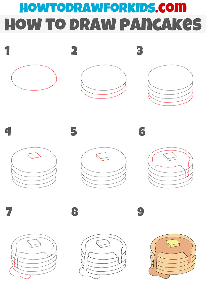 How to Draw Pancakes Easy Drawing Tutorial For Kids