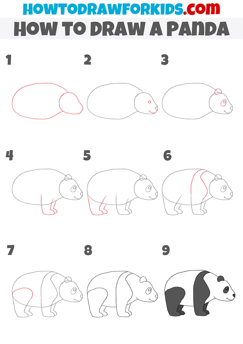 how to draw panda step by step