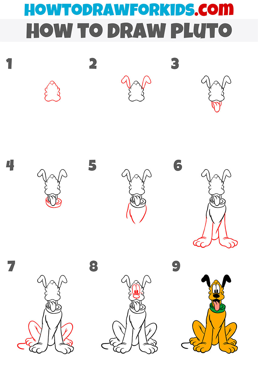 How To Draw Pluto Cartoon Character Art Tutorial For