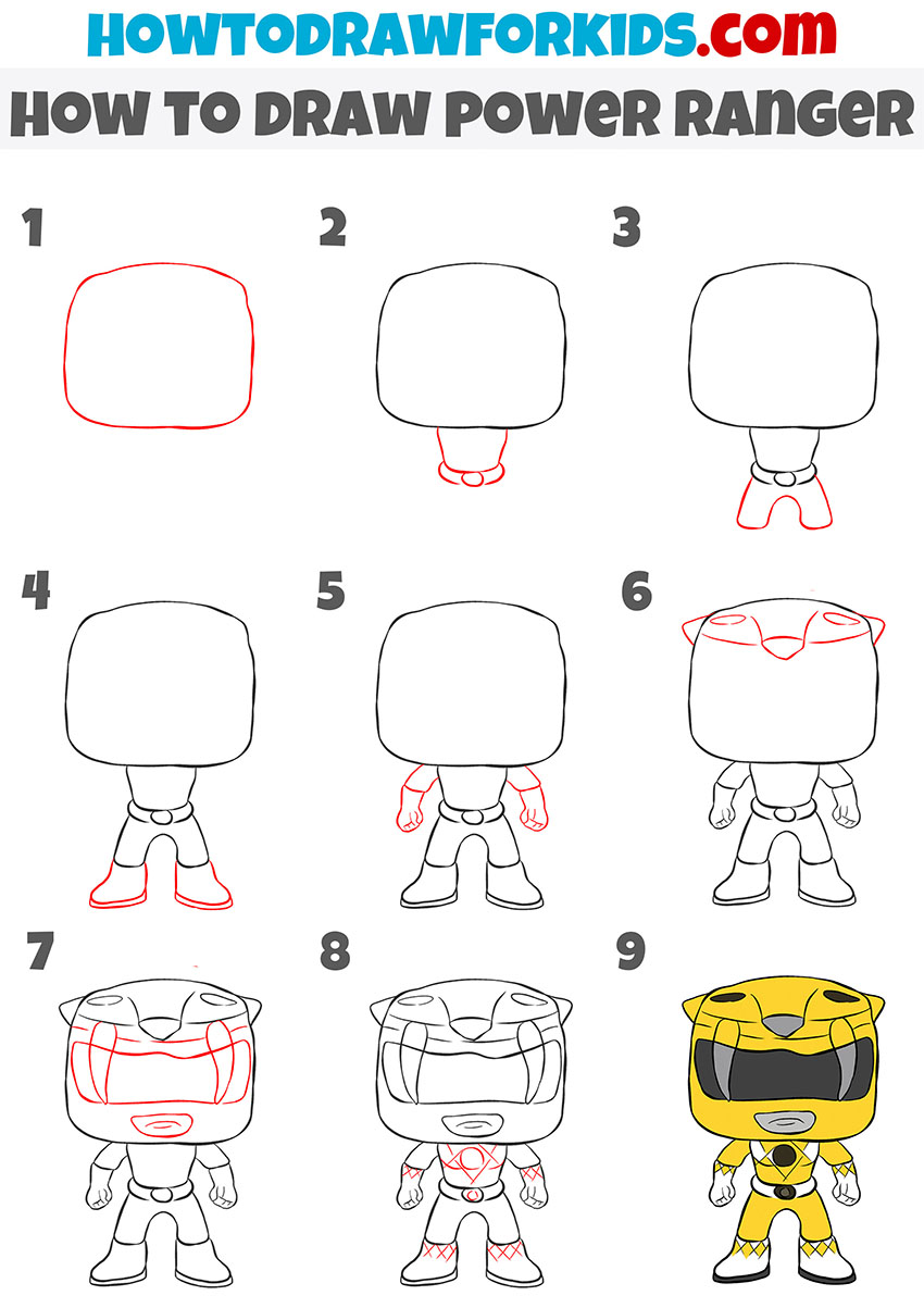how to draw power ranger step by step